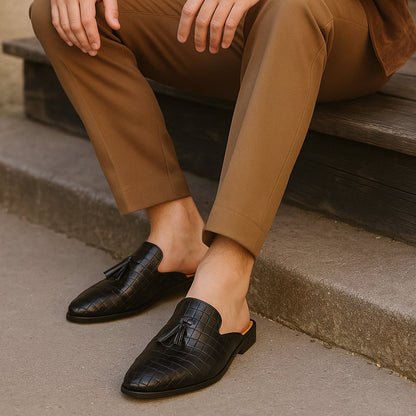 Men's Leather Slip-On Loafers Comfortable Black