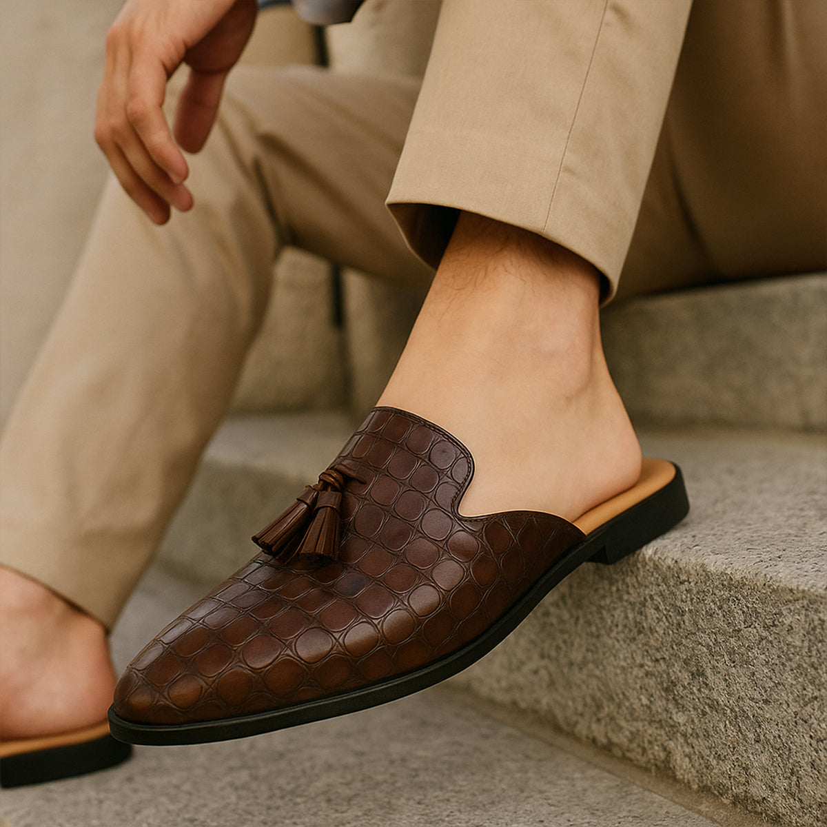 Men's Leather Slip-On Loafers Comfortable Black