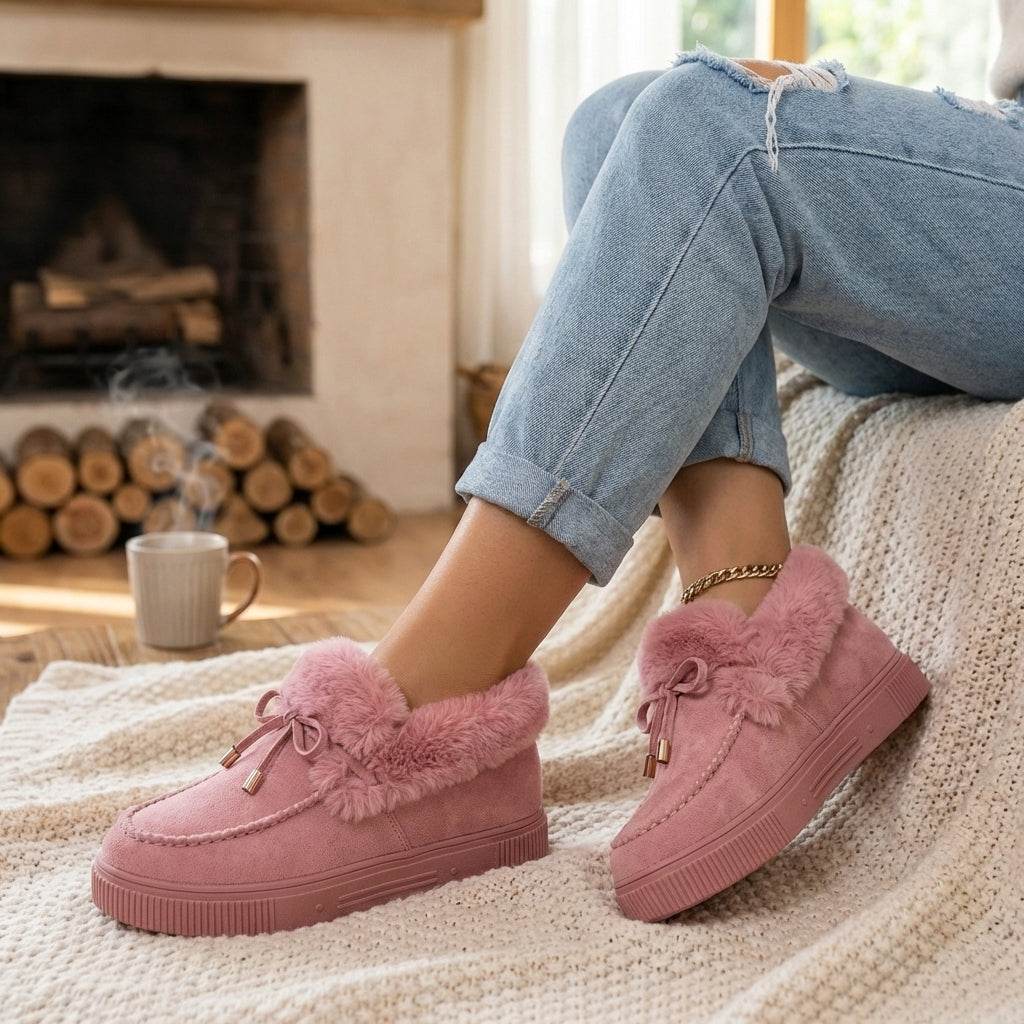 Women's Ankle Boots Faux Fur Moccasin Tan