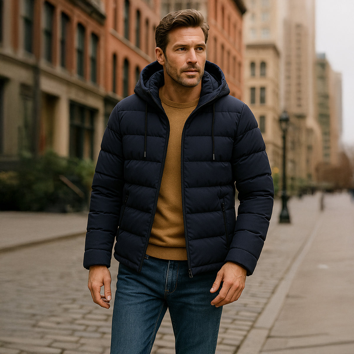 Men's Waterproof Parka Hooded Puffer Jacket