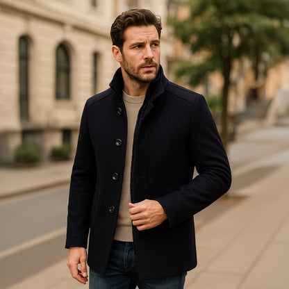 Men's Wool Blend Classic Trench Coat