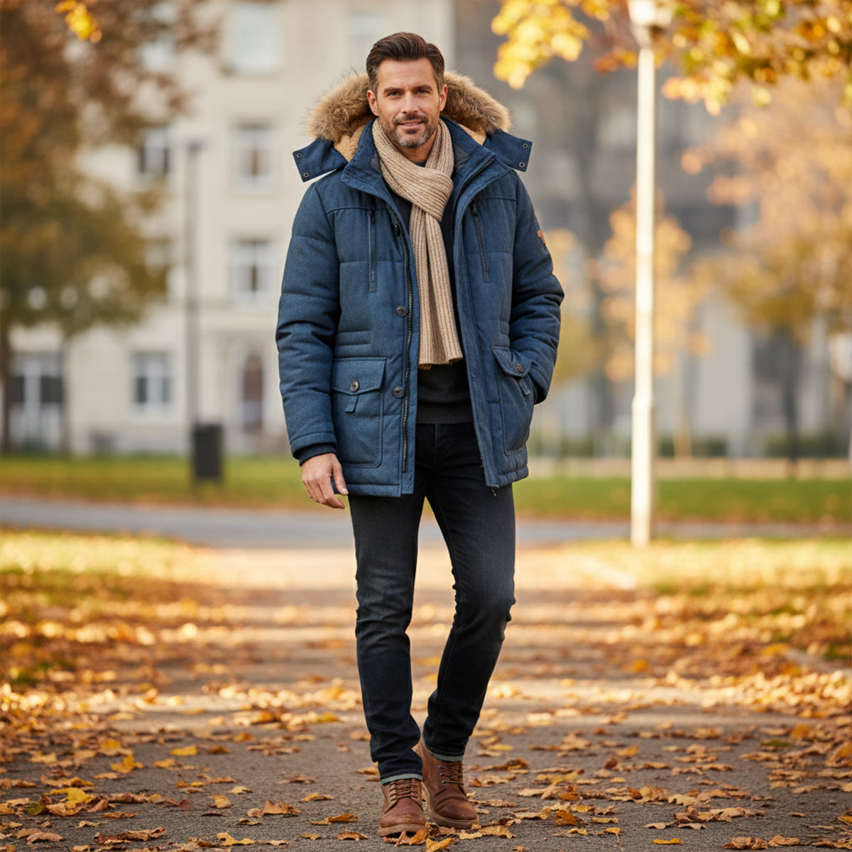 Men's Winter Parka Jacket Fleece Lining Warm