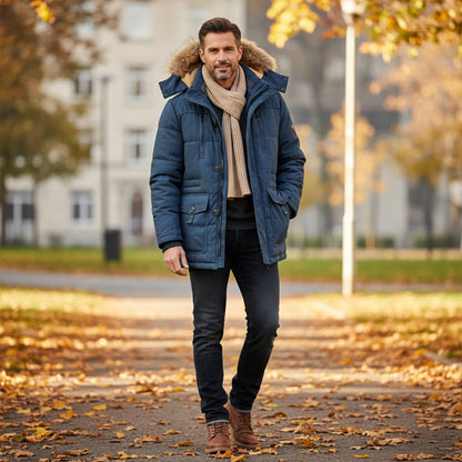 Men's Winter Parka Jacket Fleece Lining Warm