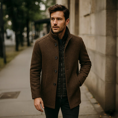 Men's Wool Blend Classic Trench Coat