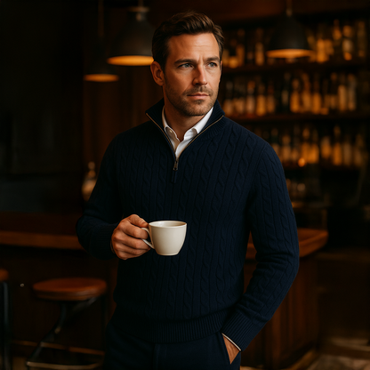 St. Moritz Men's Cable Knit Zip Sweater