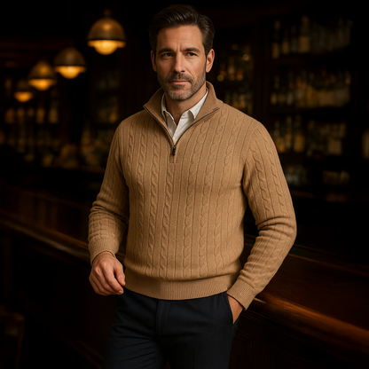 St. Moritz Men's Cable Knit Zip Sweater