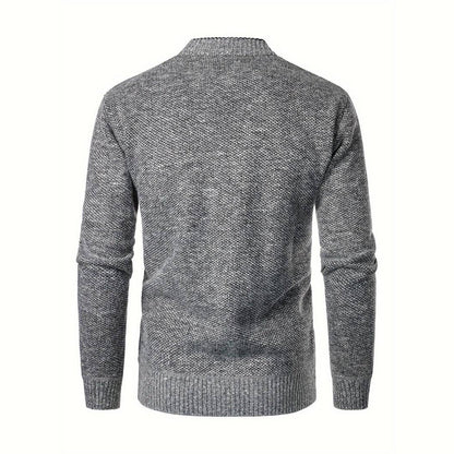 Men's V-Neck Cardigan Plaid Lining Side Pockets