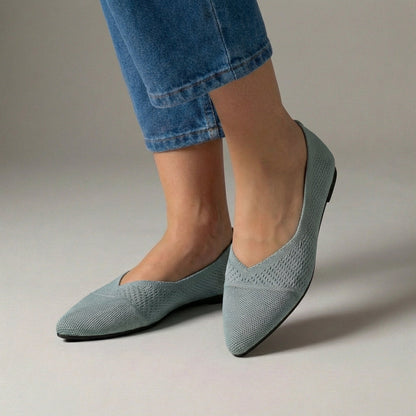 Women's Knit Slip-On Flats Pointed Toe Textured Black