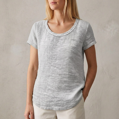 Relaxed Fit Casual T-Shirt Cotton Cuffed Sleeves