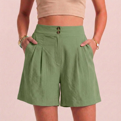 Women's Relaxed Fit Paperbag Shorts Tailored Pockets