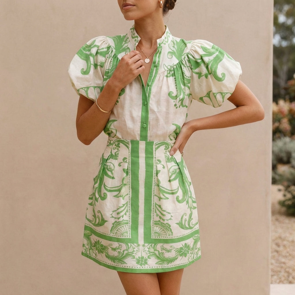 Women's Puff Sleeve Mini Dress A-Line Silhouette
