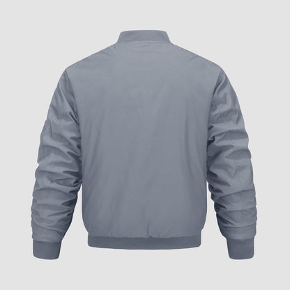 Men's Quilted Bomber Jacket Windproof Nylon Black