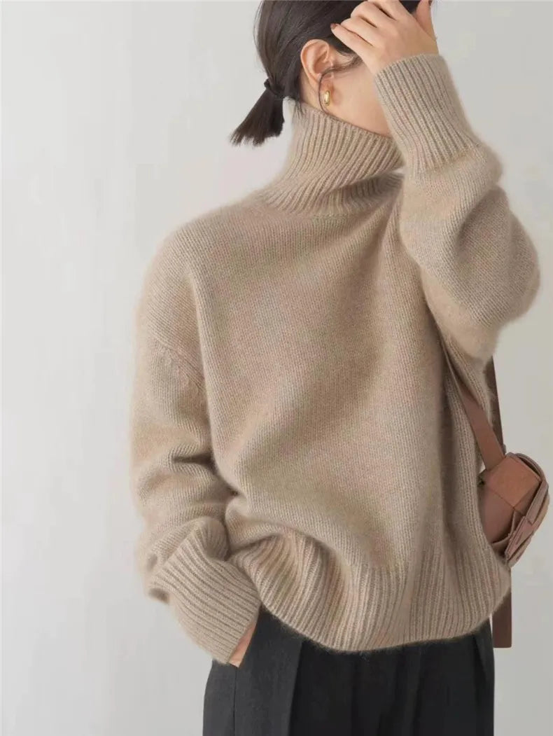 Women's Linen Turtleneck Sweater