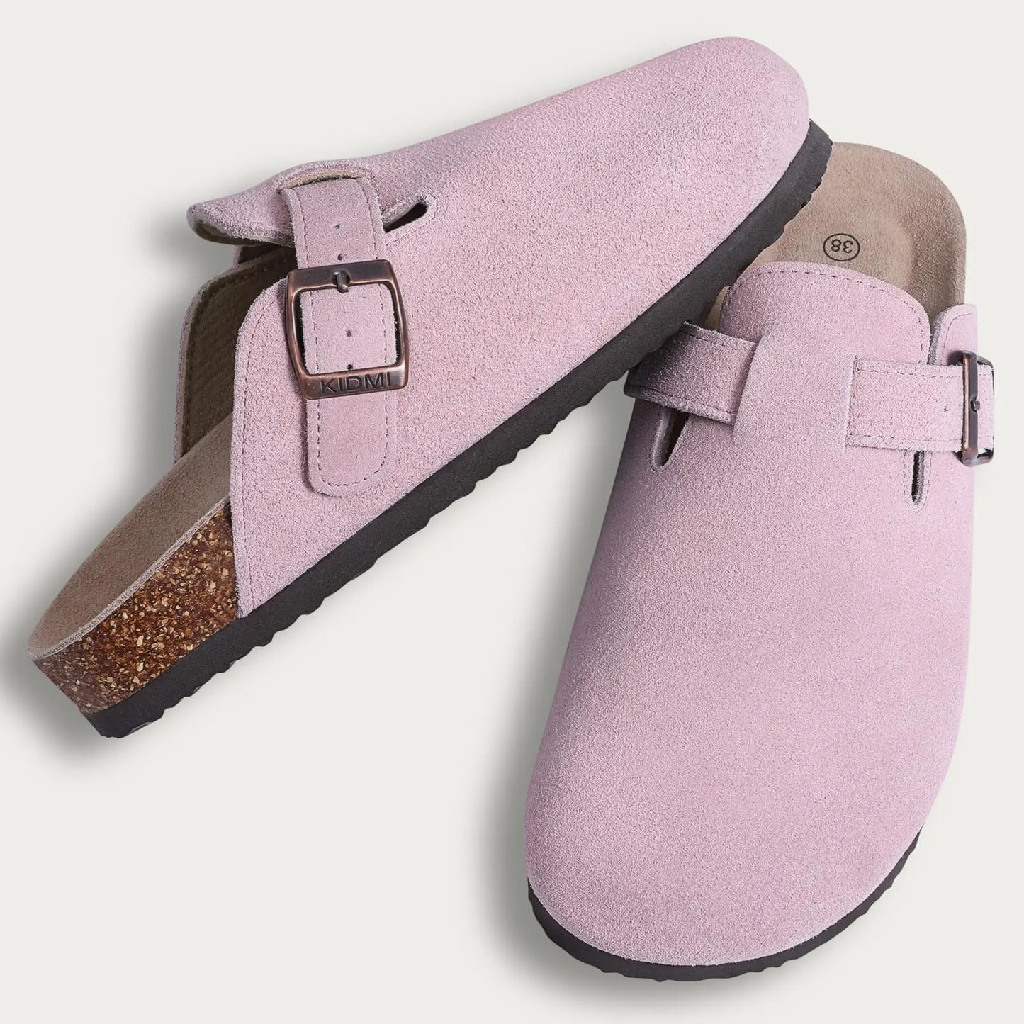 Comfortable Suede Mule Shoes with Contoured Cork Footbed