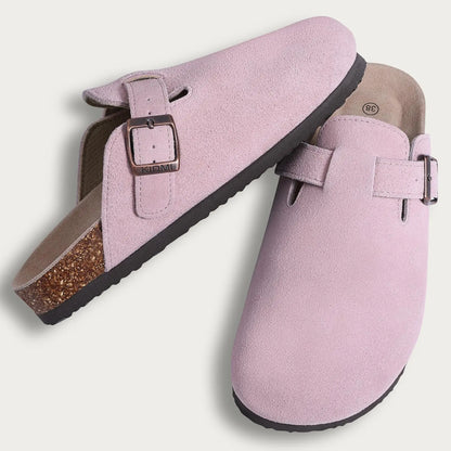 Comfortable Suede Mule Shoes with Contoured Cork Footbed