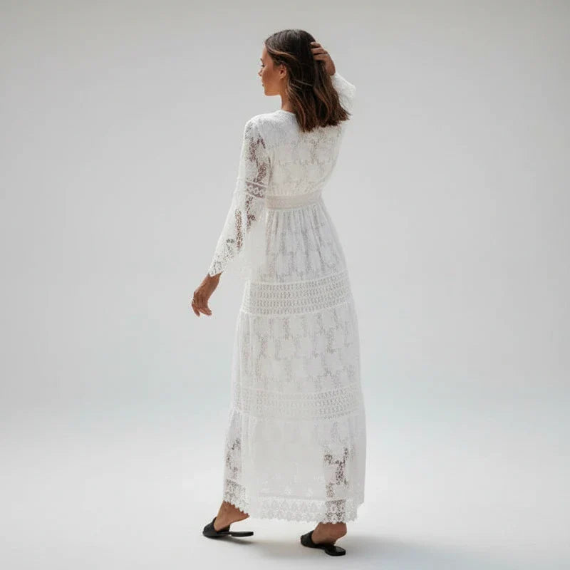 Women's Lace Maxi Dress Long Sleeve
