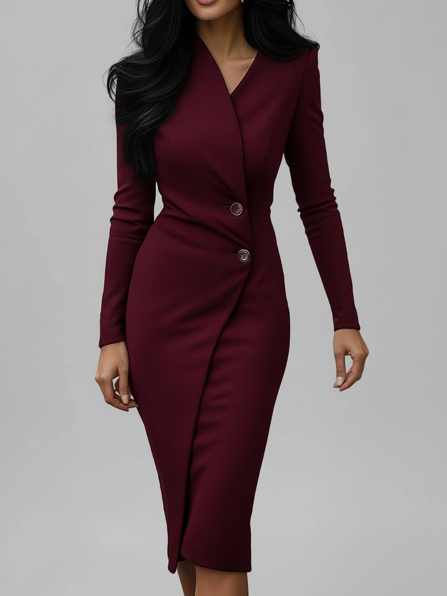 Women's Long Sleeve Midi Wrap Dress