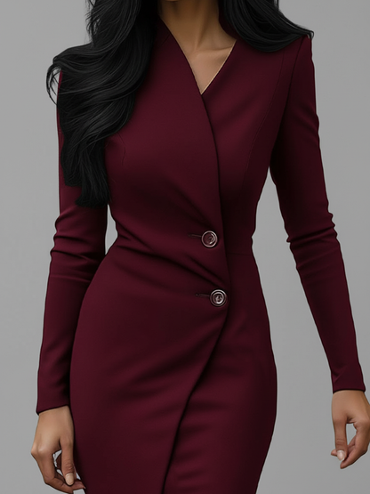 Women's Long Sleeve Midi Wrap Dress