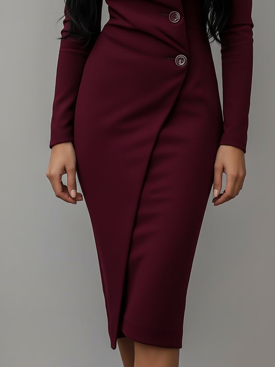 Women's Long Sleeve Midi Wrap Dress