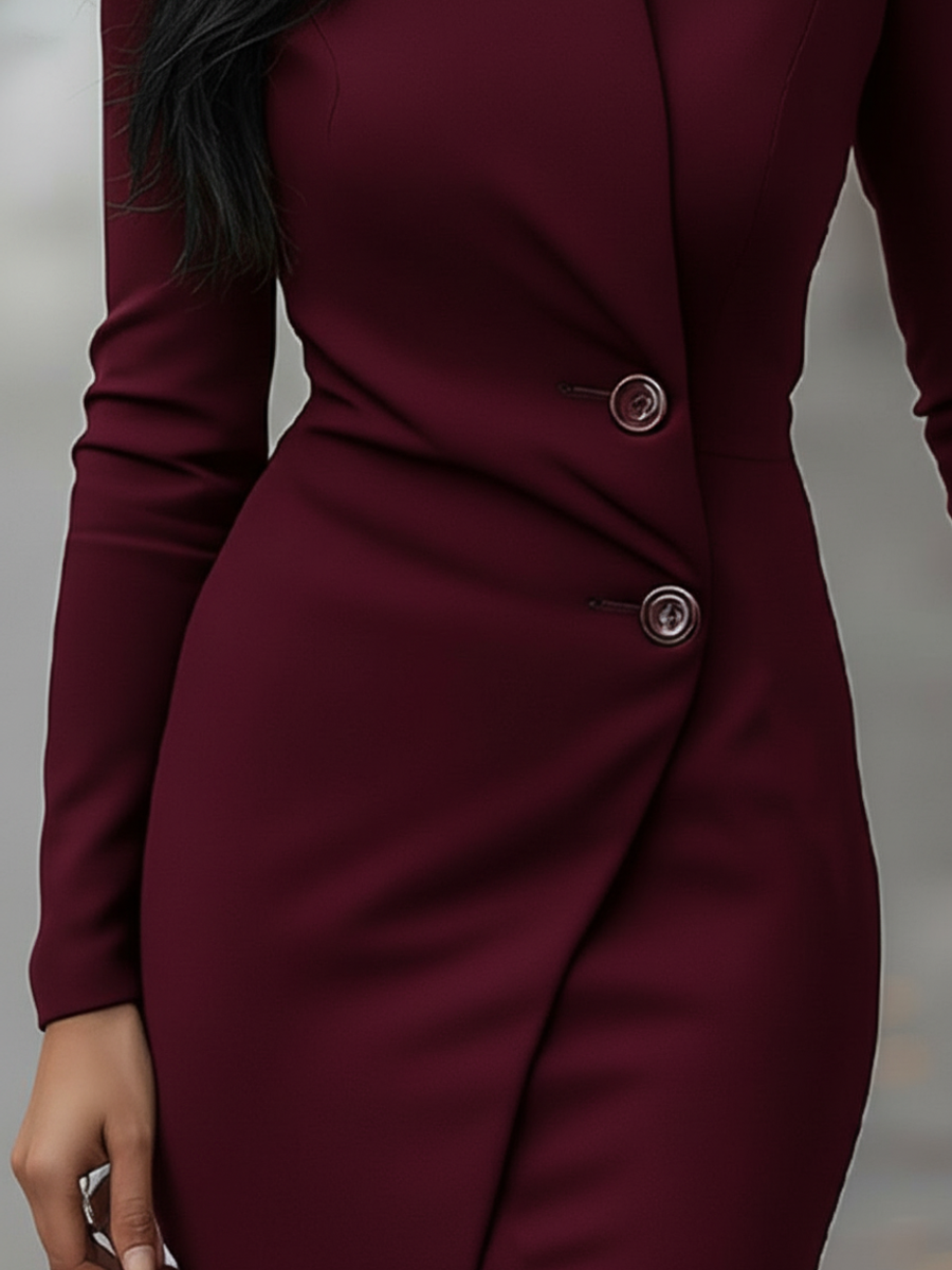 Women's Long Sleeve Midi Wrap Dress
