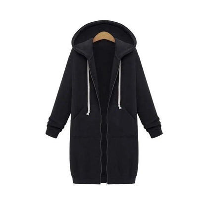 Women's Longline Zip Hoodie Cozy Fleece - VibreMode