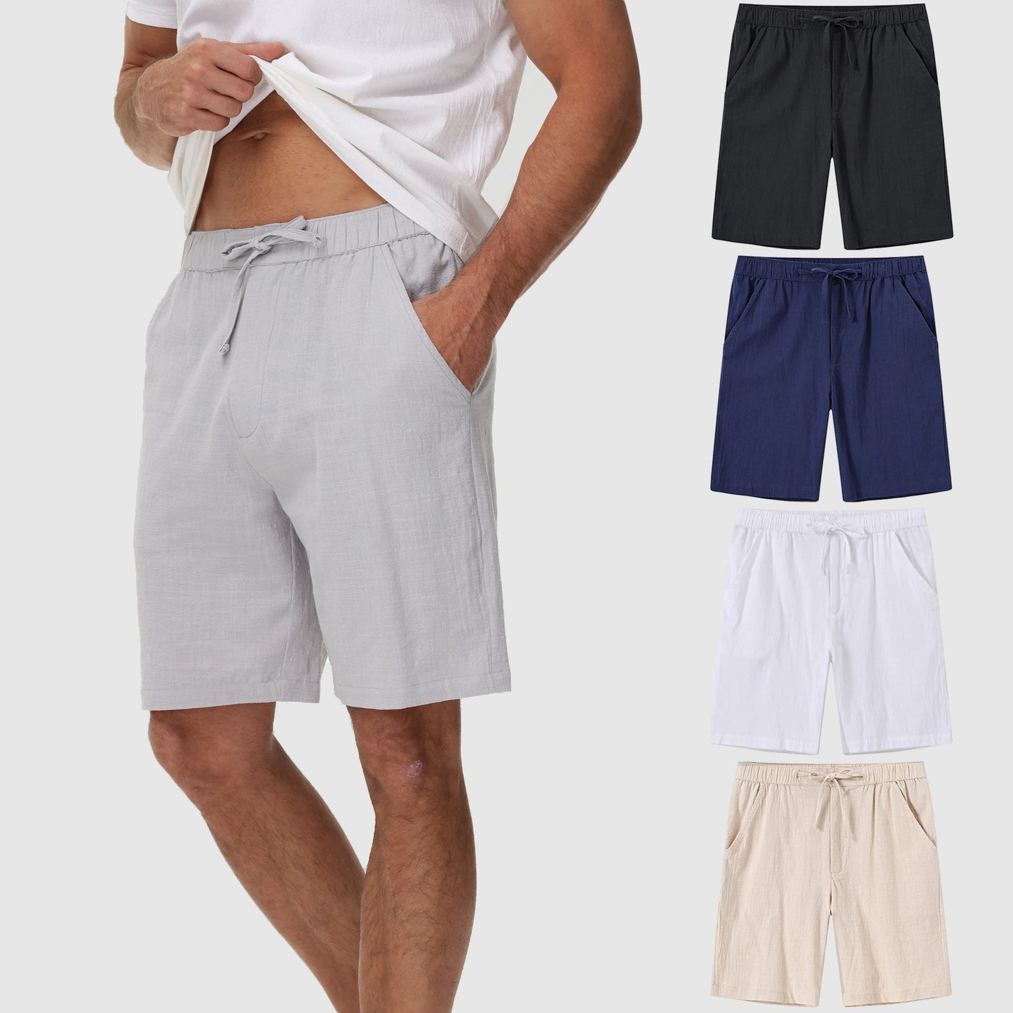 Relaxed Fit Linen Beach Shorts - VibreMode