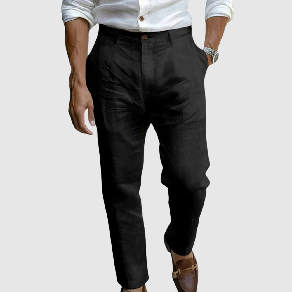 Men's Straight Leg Trousers Button Waist