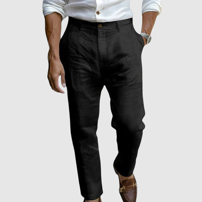 Men's Straight Leg Trousers Button Waist