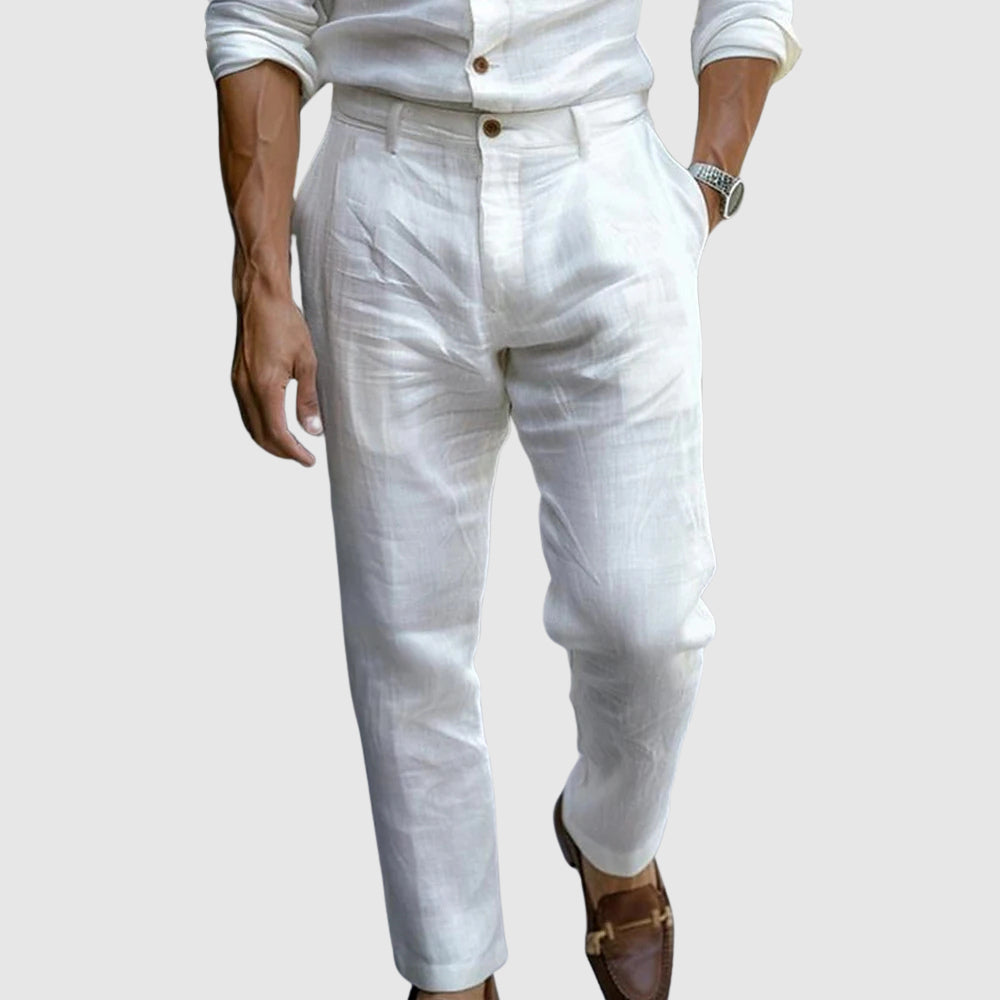 Men's Straight Leg Trousers Button Waist