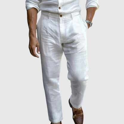 Men's Straight Leg Trousers Button Waist