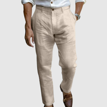 Men's Straight Leg Trousers Button Waist