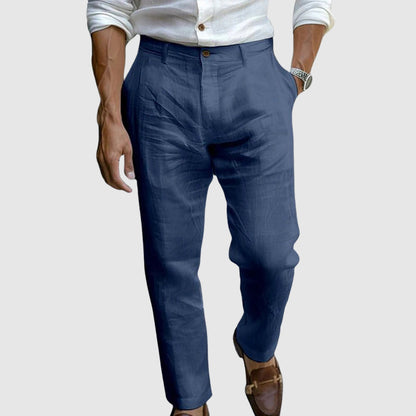 Men's Straight Leg Trousers Button Waist - VibreMode