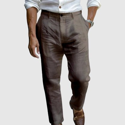 Men's Straight Leg Trousers Button Waist