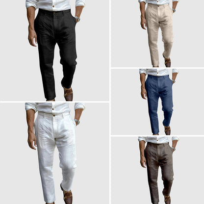 Men's Straight Leg Trousers Button Waist