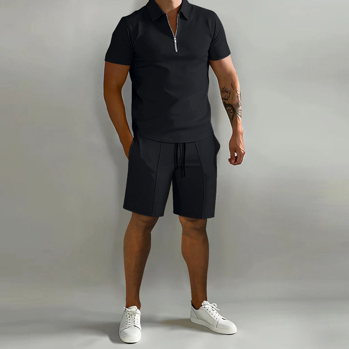 Men's Polo Set Zip Shirt And Shorts