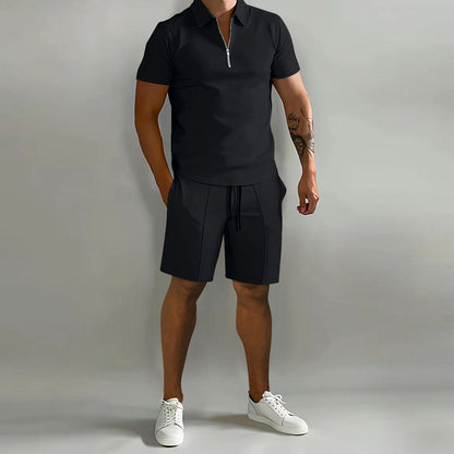 Men's Polo Set Zip Shirt And Shorts