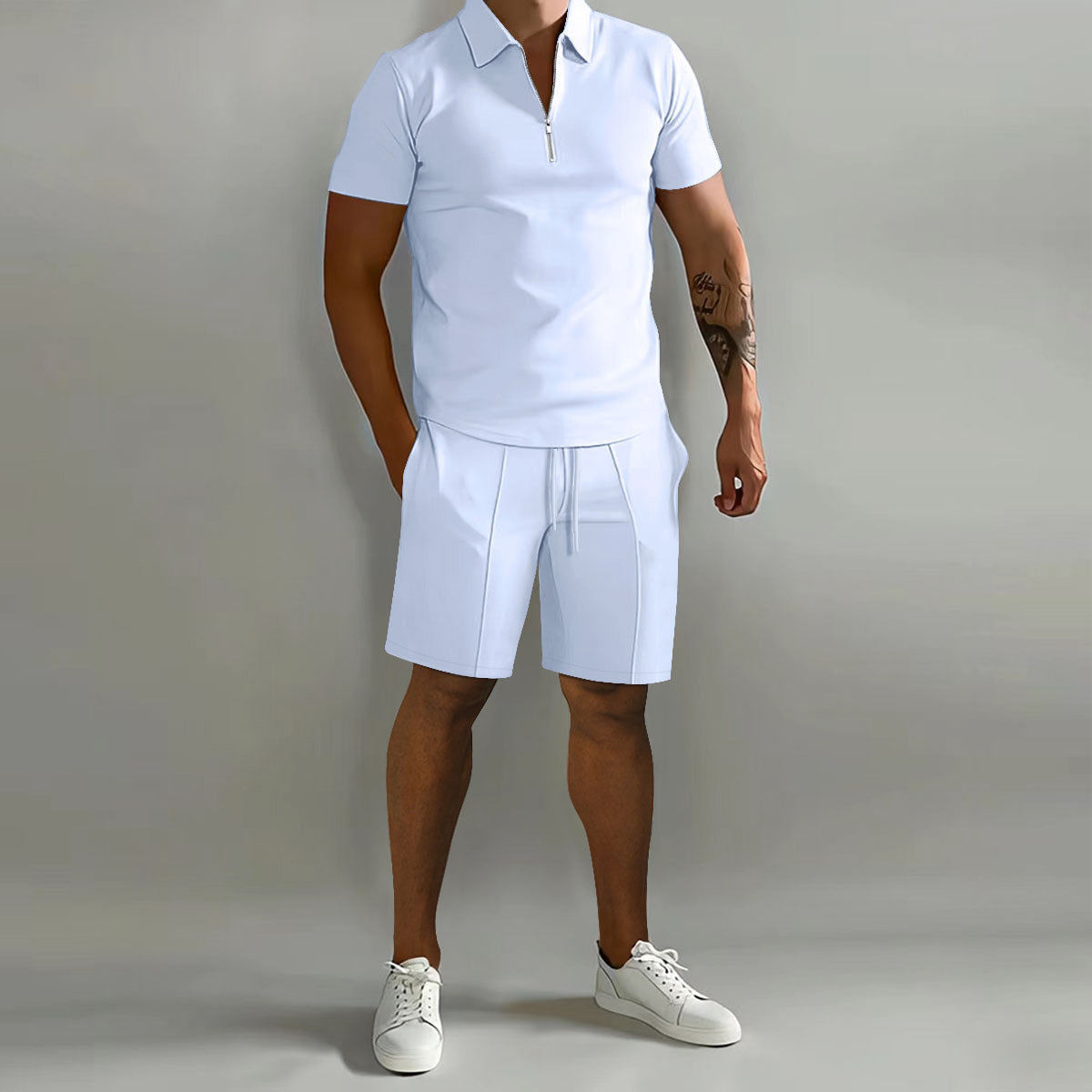 Men's Polo Set Zip Shirt And Shorts - VibreMode