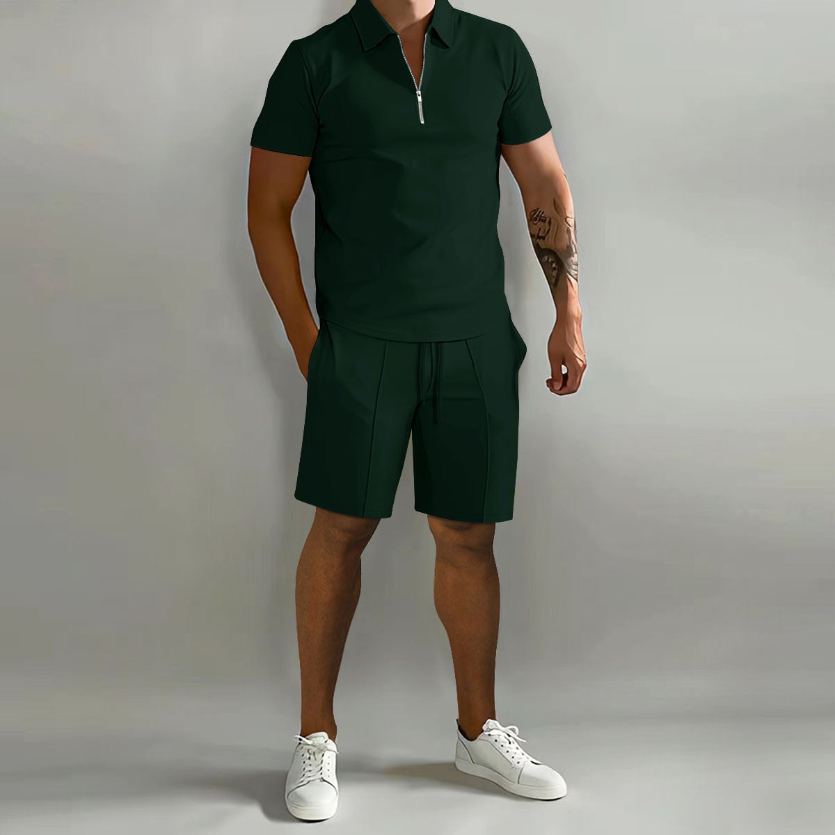 Men's Polo Set Zip Shirt And Shorts