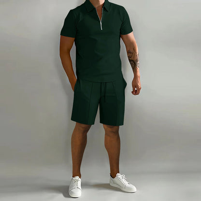 Men's Polo Set Zip Shirt And Shorts