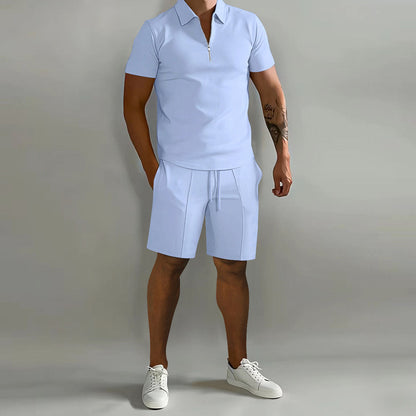 Men's Polo Set Zip Shirt And Shorts