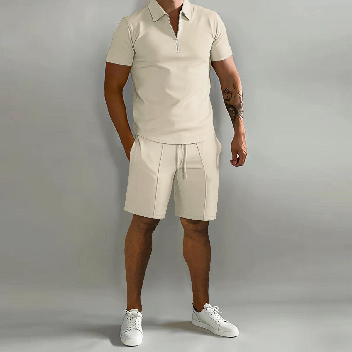 Men's Polo Set Zip Shirt And Shorts