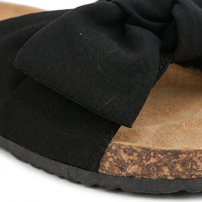 Comfy Womens Slide Sandals with Cute Bow Detail