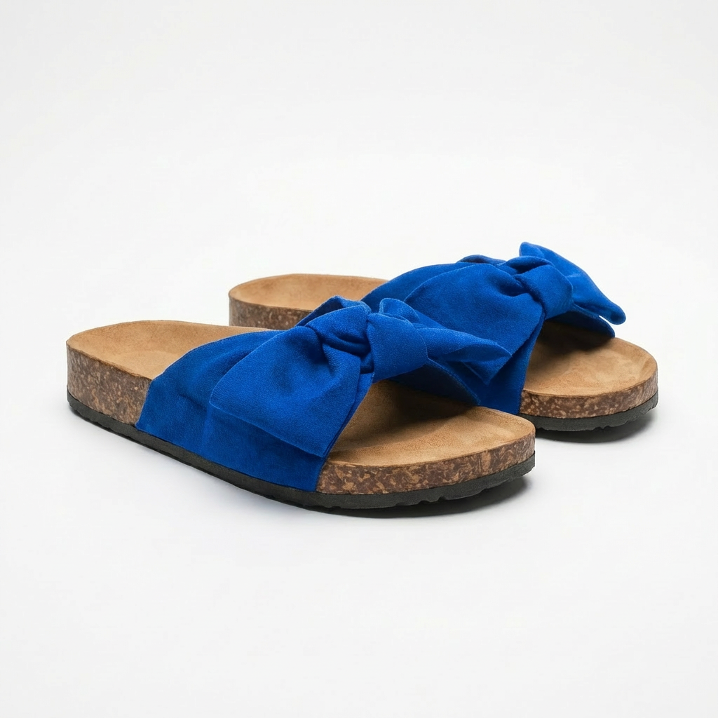 Comfy Womens Slide Sandals with Cute Bow Detail
