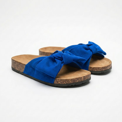 Comfy Womens Slide Sandals with Cute Bow Detail