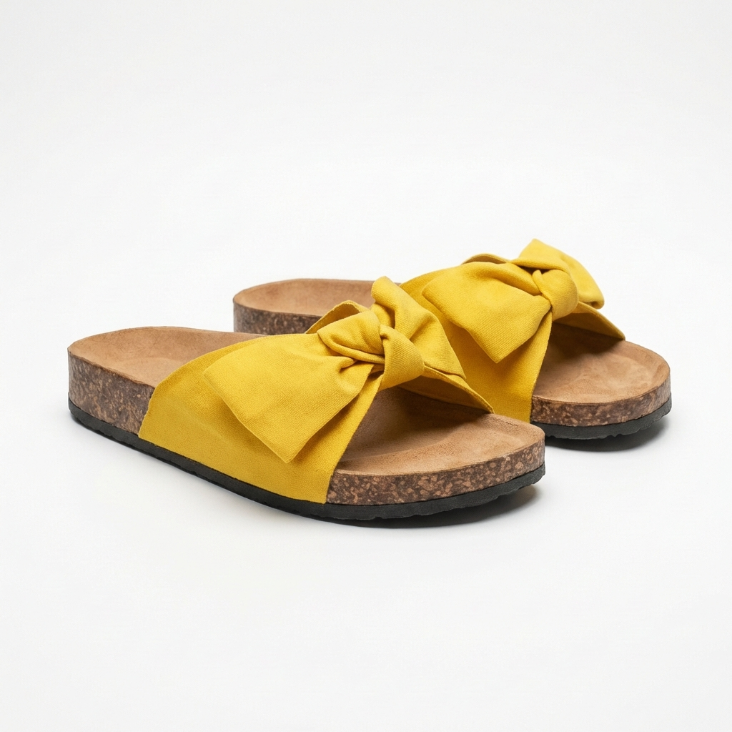 Comfy Womens Slide Sandals with Cute Bow Detail
