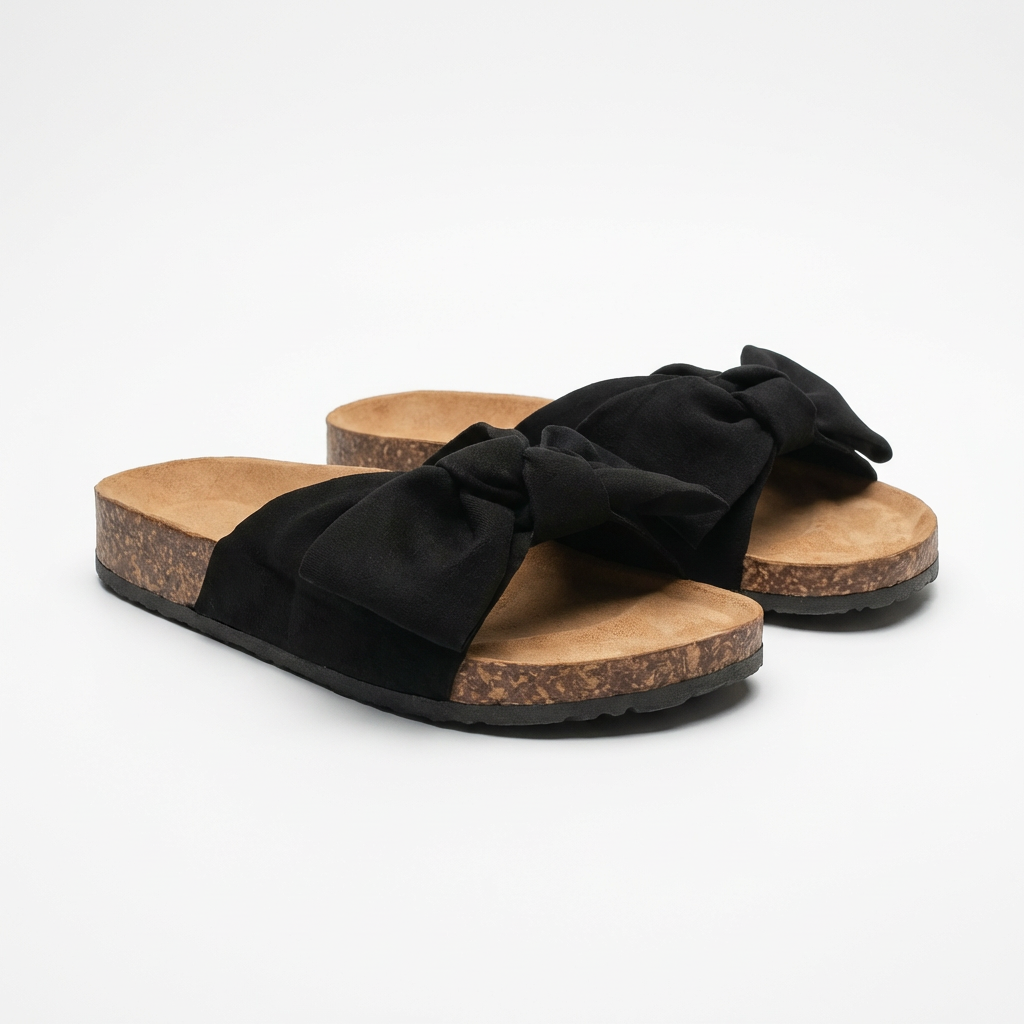 Comfy Womens Slide Sandals with Cute Bow Detail - VibreMode