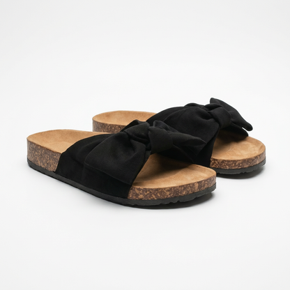 Comfy Womens Slide Sandals with Cute Bow Detail - VibreMode