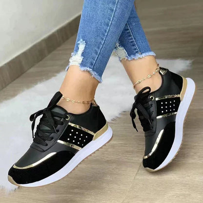 Women's Metallic Lace-Up Sneakers