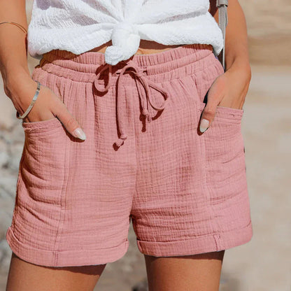 Women's Summer Shorts Cotton Casual Beige