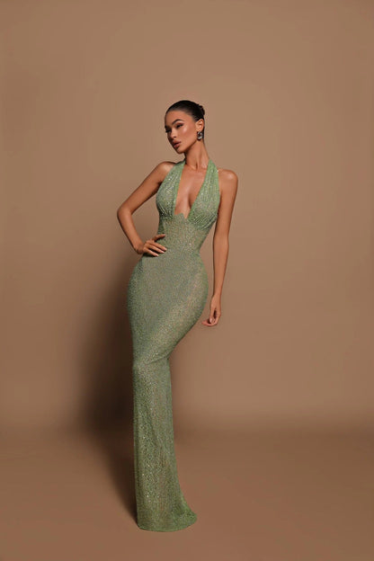 Beautiful Green Long Evening Dress